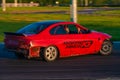 The drift car enters the turn at high speed. Motor sports