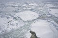 Drift ice in the offing of the Abashiri port, Hokkaido, Japan Royalty Free Stock Photo