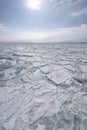 Drift ice in the offing of the Abashiri port, Hokkaido, Japan Royalty Free Stock Photo