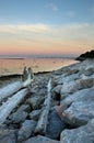 Drift Wood and Rocks on the St-Lawrence Seaway Quebec North Shore in Baie-Comeau