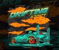 DRIFTING ADDICT ILLUSTRATION Royalty Free Stock Photo