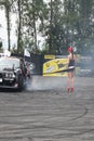 Drifting car and girl