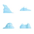 Drifting iceberg icons set cartoon vector. Iceberg floating in ocean