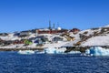Drifting icebergs along Nuuk city shore