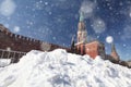 Drifts of snow on Red Square in Moscow snow Royalty Free Stock Photo