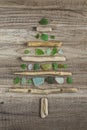 Driftwood christmas tree with polished green glass