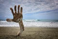 Driftwood Hand Sculpture Hokitika Royalty Free Stock Photo