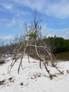 Driftwood hut on a beach in Florida Royalty Free Stock Photo