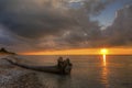 Driftwood on a Lake Huron Beach at Sunset - Grand Bend, Ontario Royalty Free Stock Photo