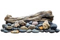 Driftwood And Pebbles Composition. Natural Elements For Decor And Design. Isolated On Transparent Background Royalty Free Stock Photo
