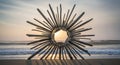 Driftwood sculpture arranged in a radial Royalty Free Stock Photo