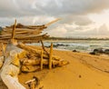 Driftwood Shelter Built on Lydgate Beach
