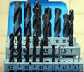 Drill bits in box. Royalty Free Stock Photo