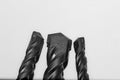 drill bits for perforator close-up on a white background Royalty Free Stock Photo
