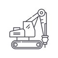 Drill excavator icon, linear isolated illustration, thin line vector, web design sign, outline concept symbol with Royalty Free Stock Photo