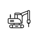 Drill excavator line icon. heavy construction machinery. isolated vector image Royalty Free Stock Photo
