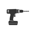 Drill icon black flat style design. Vector graphic illustration Royalty Free Stock Photo