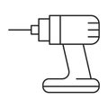 Drill icon. Simple line symbol of screwdriver Royalty Free Stock Photo