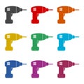 Drill logo, simple icon, color set Royalty Free Stock Photo