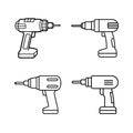 Drill machine vector line art illustration bundle Royalty Free Stock Photo