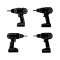 Drill machine vector silhouette art illustration bundle Royalty Free Stock Photo
