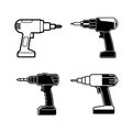 Drill machine vector silhouette art illustration bundle Royalty Free Stock Photo