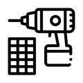Drill repair battery icon vector outline illustration