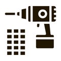 drill repair battery icon Vector Glyph Illustration
