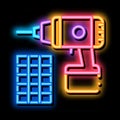 drill repair battery neon glow icon illustration