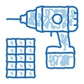 drill repair battery doodle icon hand drawn illustration