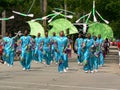 Drill team marches in Fourth of July parade Royalty Free Stock Photo