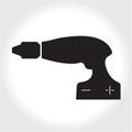 Drill tool icon, black silhouette. Element logo isolated on white background. Royalty Free Stock Photo