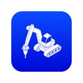Drill tractor icon blue vector Royalty Free Stock Photo