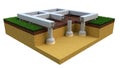 drilled belled foundation - isolated creative industrial 3D rendering