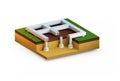 drilled belled foundation - isolated industrial 3D illustration