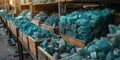 Drilled mineral cores stacked in boxes part of the process to determine productive emerald mining