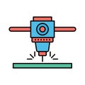 drilling cnc Line Vector Icon easily modified
