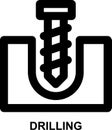 drilling, drill, machining, manufacturing, machine, construction outline icon Royalty Free Stock Photo