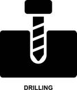 drilling, drill, machining, manufacturing, machine, construction solid glyph icon Royalty Free Stock Photo