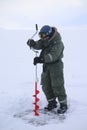 Icefishing on lakeice on Kongressvatnet svalbard