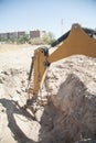 Drilling machine is boring holes in the construction site Royalty Free Stock Photo