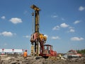 Drilling machine at construction site