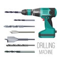 Drilling machine or hand drill fitted with cutting or driving tool
