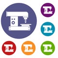 Drilling machine icons set Royalty Free Stock Photo