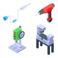 Drilling machine icons set, isometric style Royalty Free Stock Photo