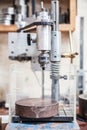 Drilling machine in jeweler`s workroom Royalty Free Stock Photo