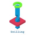 Drilling metalwork icon, isometric 3d style