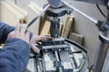 Drilling press drill close up Royalty Free Stock Photo