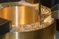 The drilling process on NC milling machine with brass material Royalty Free Stock Photo