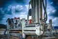 Drilling rig. Drilling deep wells in the bowels of the earth. Industry and construction. Mineral exploration - oil, gas and other. Royalty Free Stock Photo